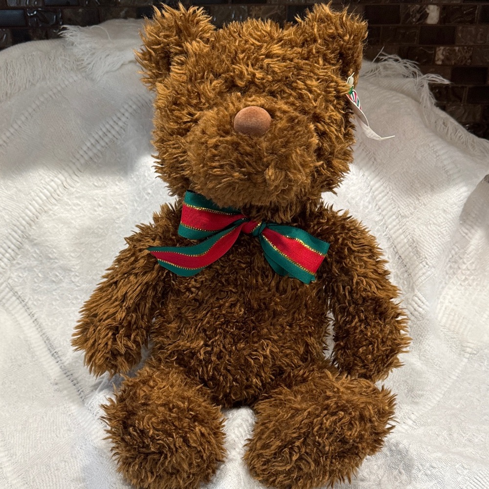 Gund Fashion Bug Beauregard Brown Teddy Bear with Christmas Bow 20” Bear
